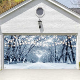 Lofaris Cloudy Snow Trees Light Boulevard Garage Door Banner